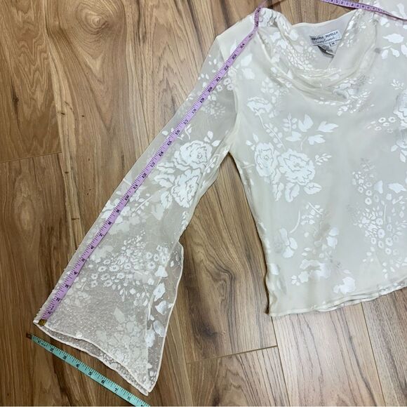 Adrianna Papell Beaded Evening Essentials Long Sleeve Rayon Silk Blouse Floral M - Picture 14 of 14